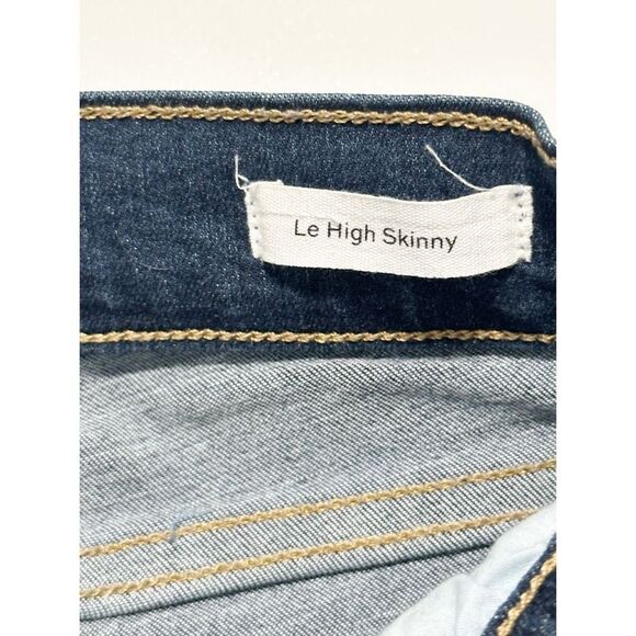 Frame Le High Skinny Multi Tape Stripe Skinny Jeans Raw Hem Dark Wash Size 24 - Picture 9 of 13